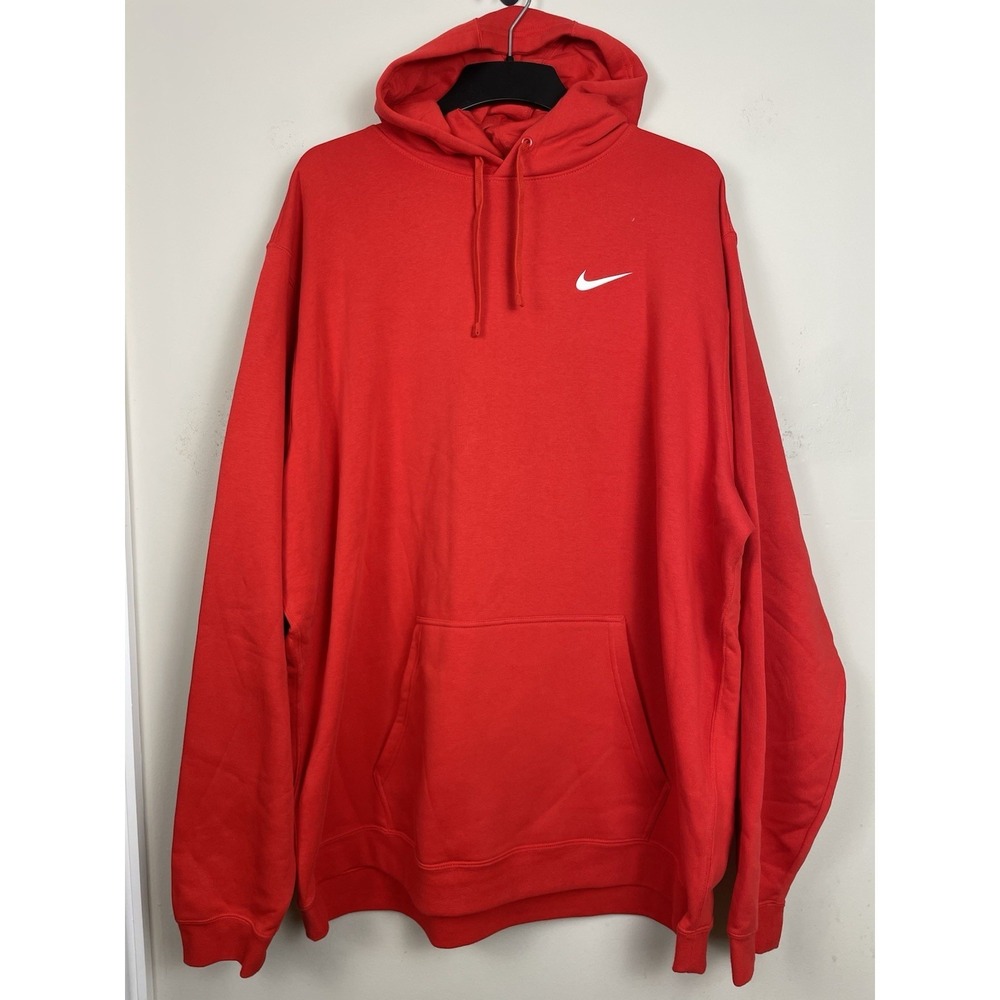 NEW Nike Sportswear Club Hoodie Sweatshirt Mens 4XLT Tall Fleece Red M31777 - Picture 2 of 8